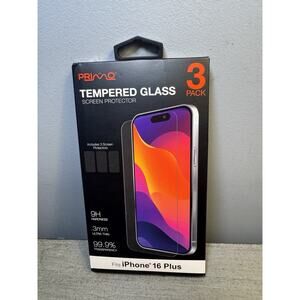 iPhone 16 Plus Tempered Glass Screen Protector 3 Pack 9H Primo